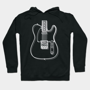 T-Style Electric Guitar Body Outline Dark Theme Hoodie